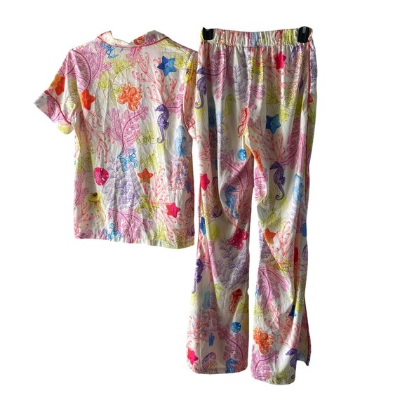 Kilo Brava Womens Pajamas Size Small Multicolor Under The Sea Print Satin - Picture 2 of 9